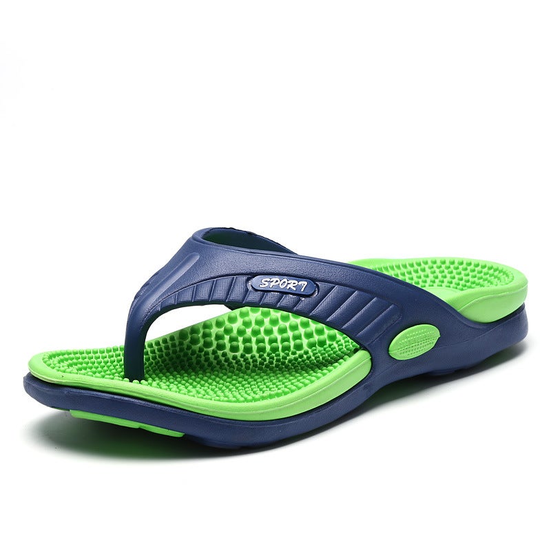 Men'S Flip-Flops Massage Bottom Color Matching Large Size Beach Slippers Outdoor Leisure Flip-Flops Lightweight - Image 1
